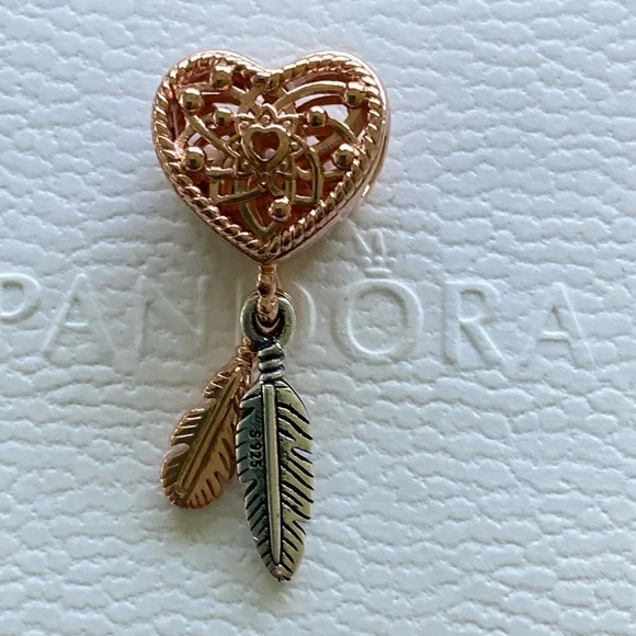 Pandora Openwork Heart & Two Feathers Dreamcatcher - Picture 3 of 5